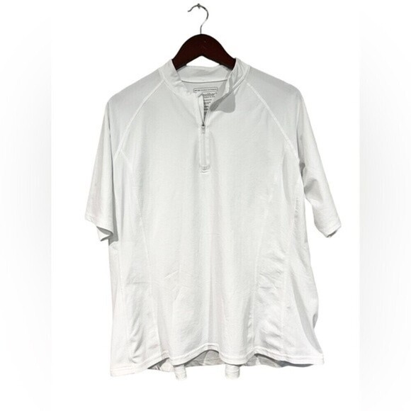 Coolibar White Quarter Zip Jersey Top Shirt UPF 50 Activewear Short Sleeved XXL - Picture 2 of 8